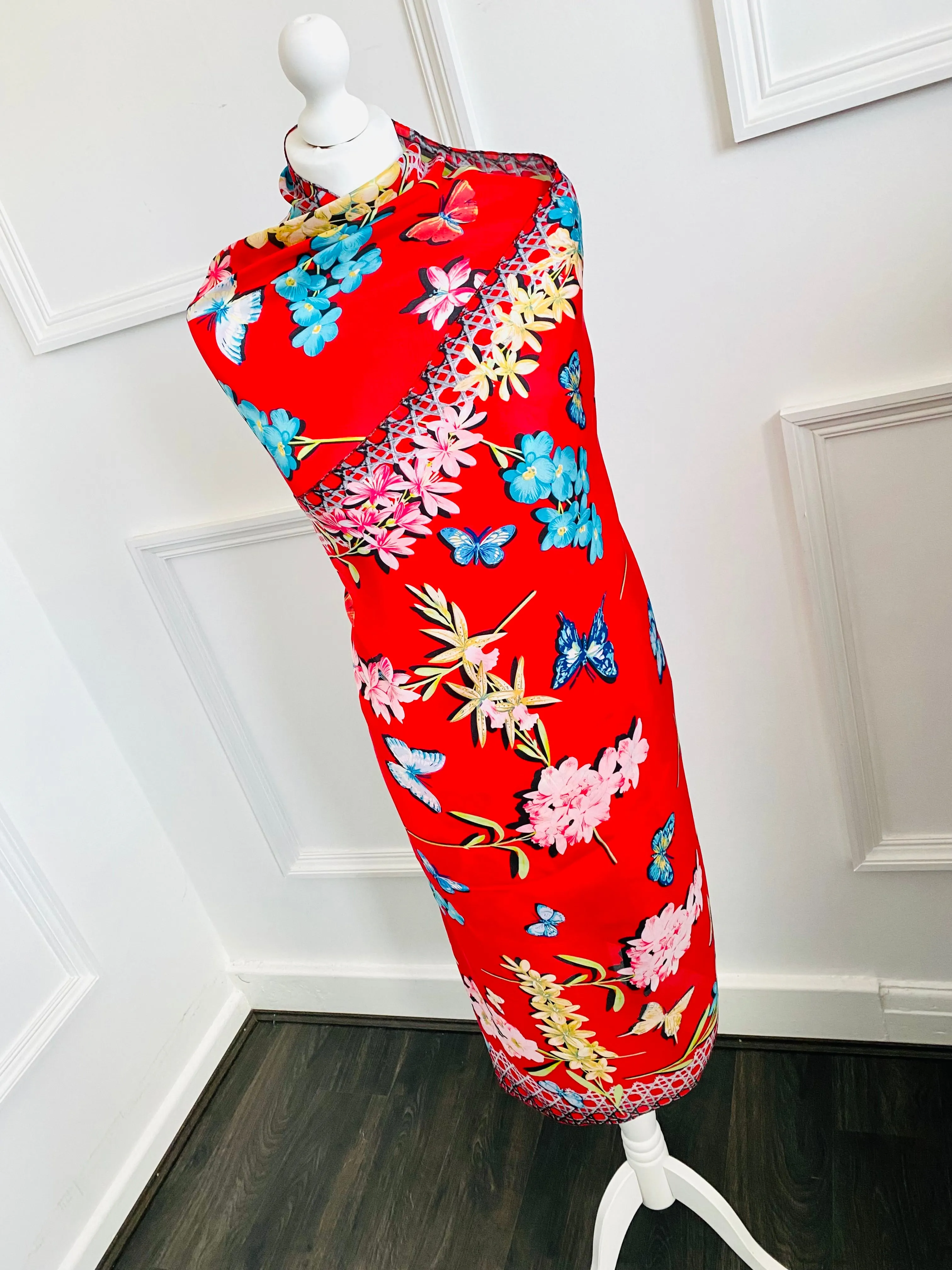 Layla Flower Sarong Scarf In Red