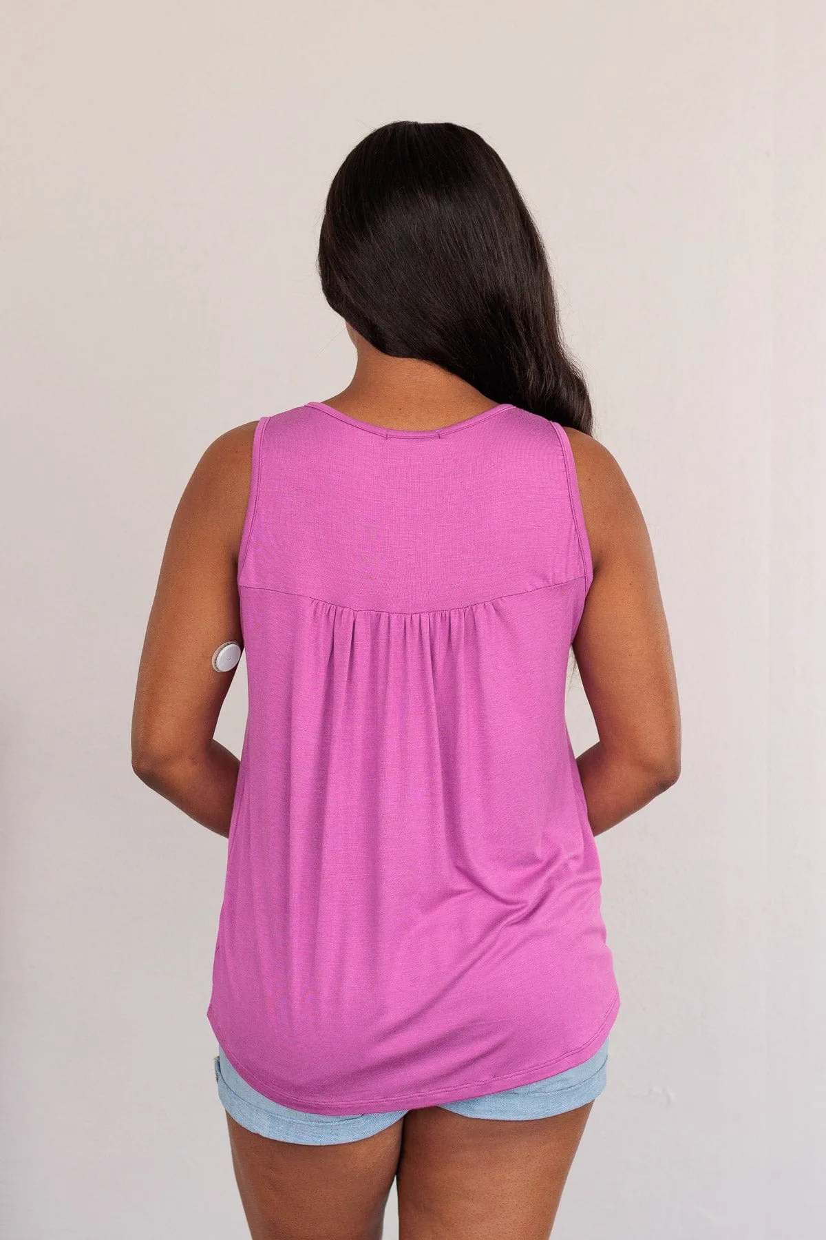 Love Is On My Side V-Neck Tank- Orchid