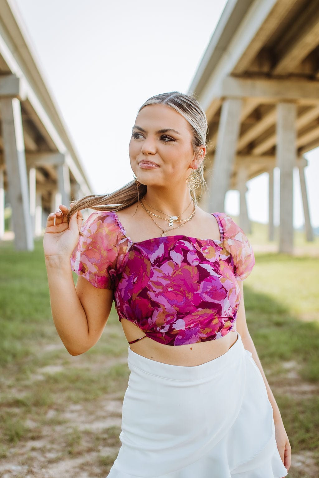 Magenta Floral Crop Top