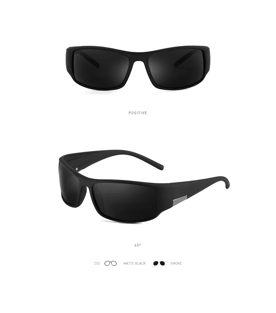 Men's Eyewear Polarized Design Black Vintage Cool Sunglasses