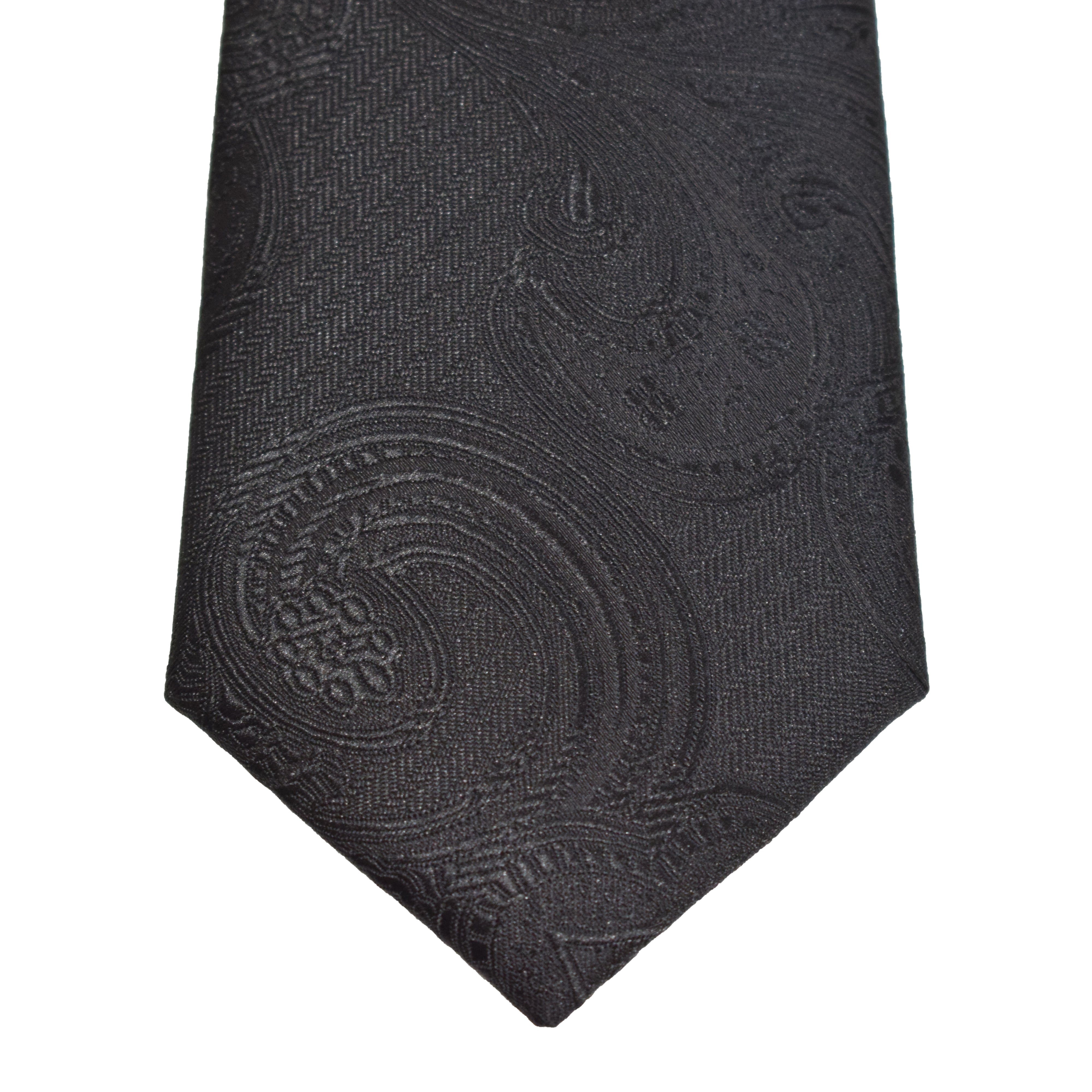 Mens Neck Tie - Black Paisley