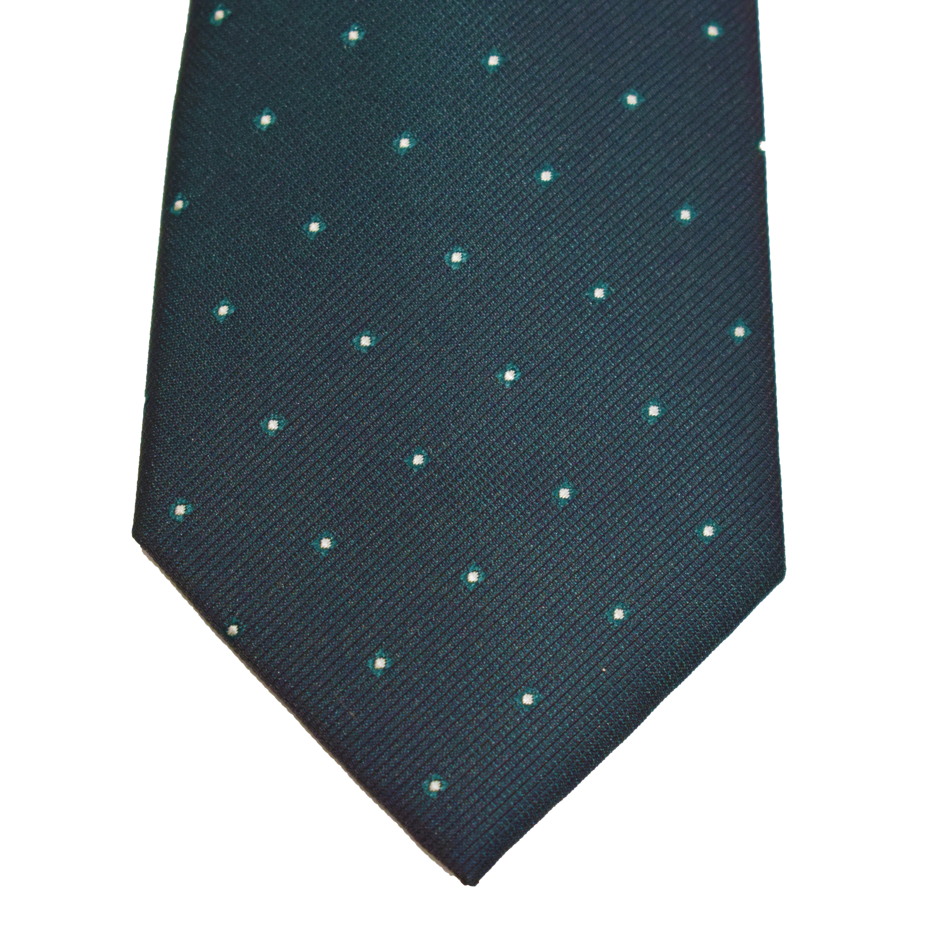 Mens Neck Tie - Emerald Green Micro Polkadot