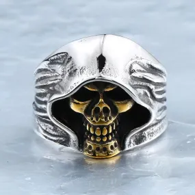 Men's Never Fade High Quality Punk Biker Ring with Cool Hell Death Skull