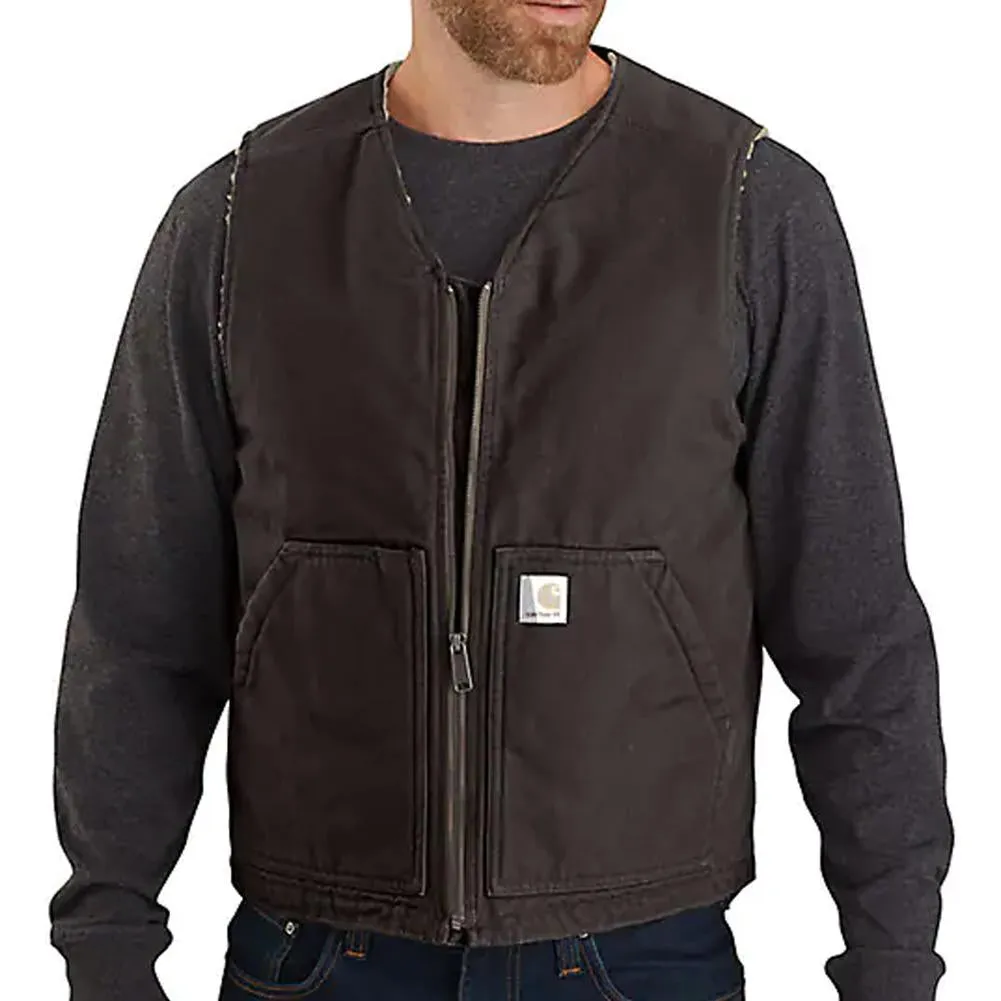 Men's Washed Duck Sherpa Lined Vest - 104394