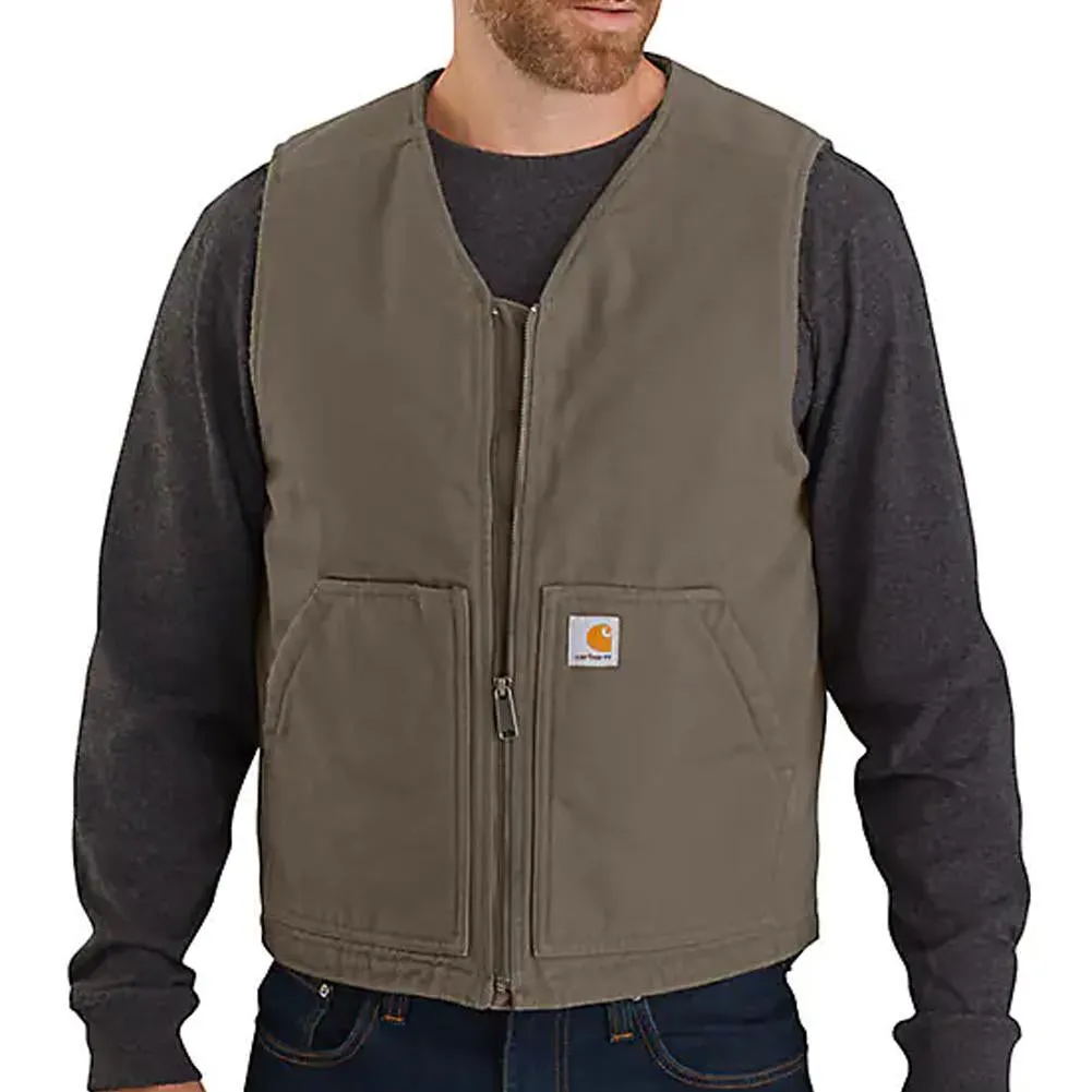 Men's Washed Duck Sherpa Lined Vest - 104394