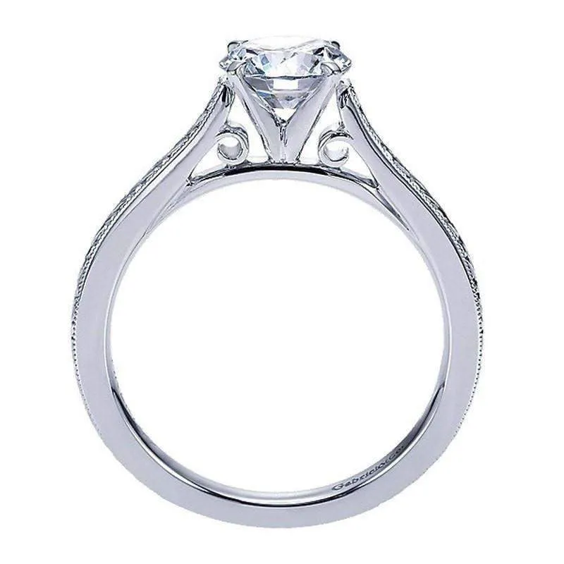 Mounting Only, Victorian Solitaire Engagement Ring with thin