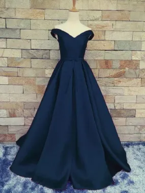 Navy Blue Prom Dress Ball Gown Prom Dress Long Prom Dress Off Shoulders 2021 Prom Dress MA190