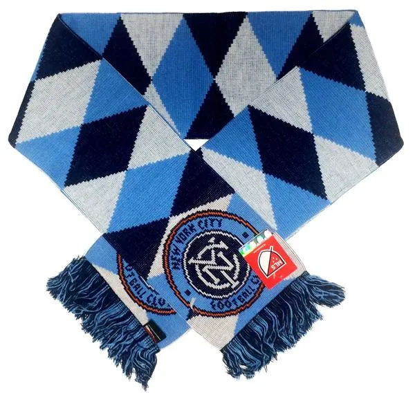 New York City FC Ruffneck MLS Blue Diamond Argyle Knit Acrylic Scarf 7 x 60