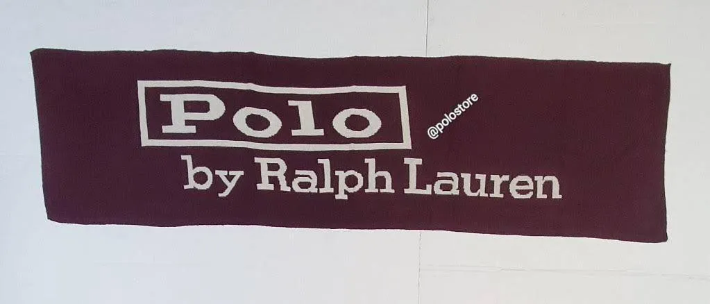 Nwt Polo Ralph Lauren Burgundy Spellout Scarf