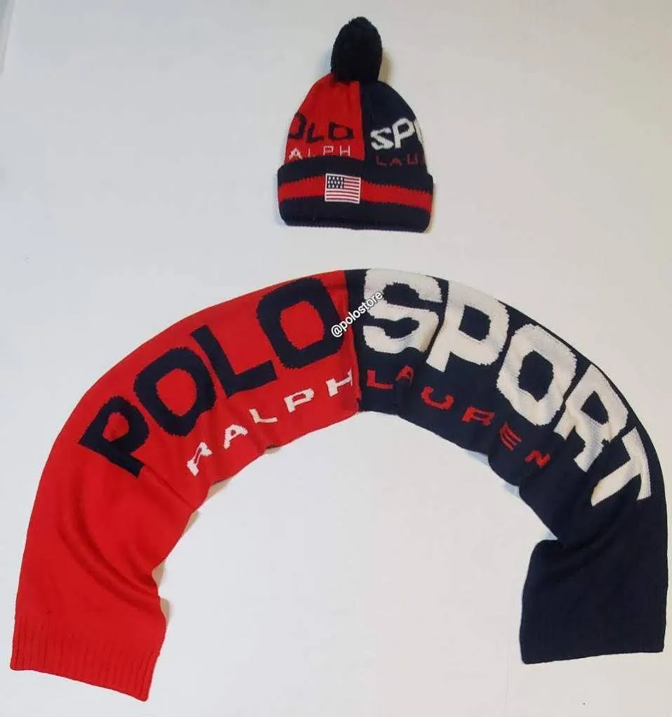 Nwt Polo Ralph Lauren Red/Navy Polo Sport Scarf