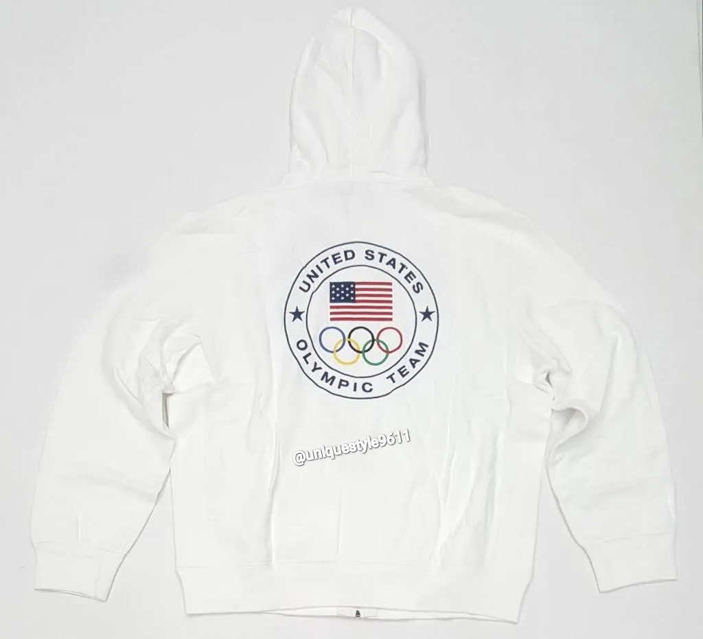 Nwt Polo Ralph Lauren White Team USA Olympic Big Pony Zip Up Hoodie