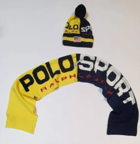 Nwt Polo Ralph Lauren Yellow/Navy Polo Sport Scarf