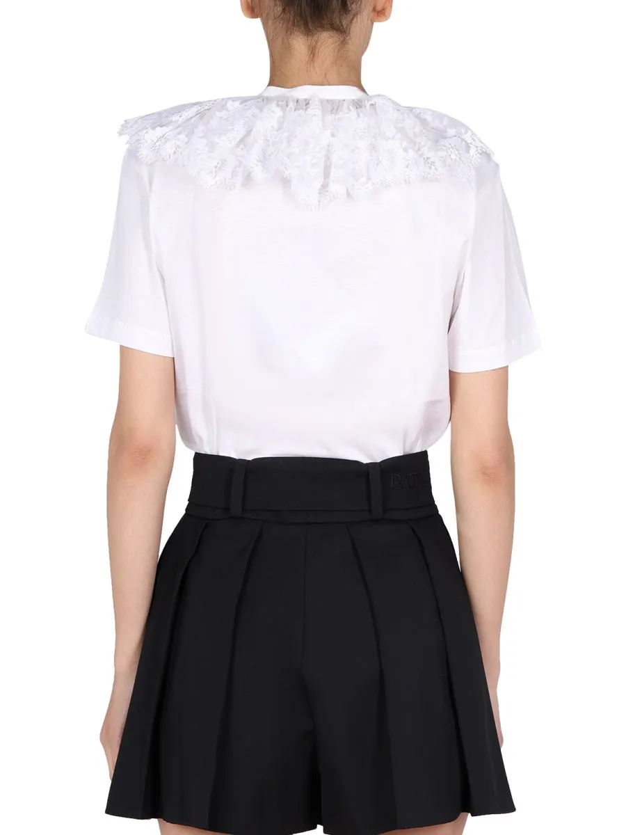 Patou Laced Detail Tie-Neck Top