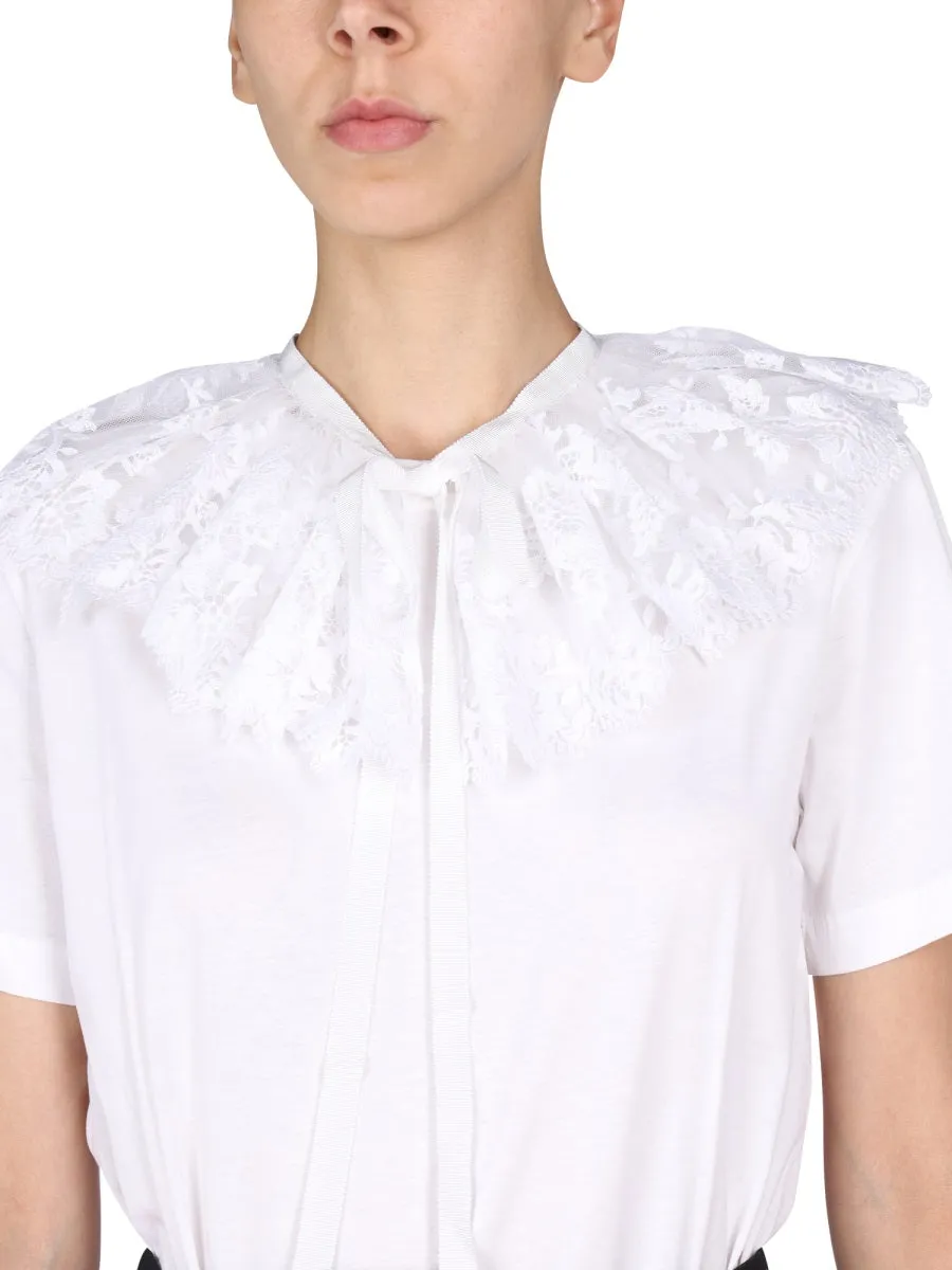 Patou Laced Detail Tie-Neck Top