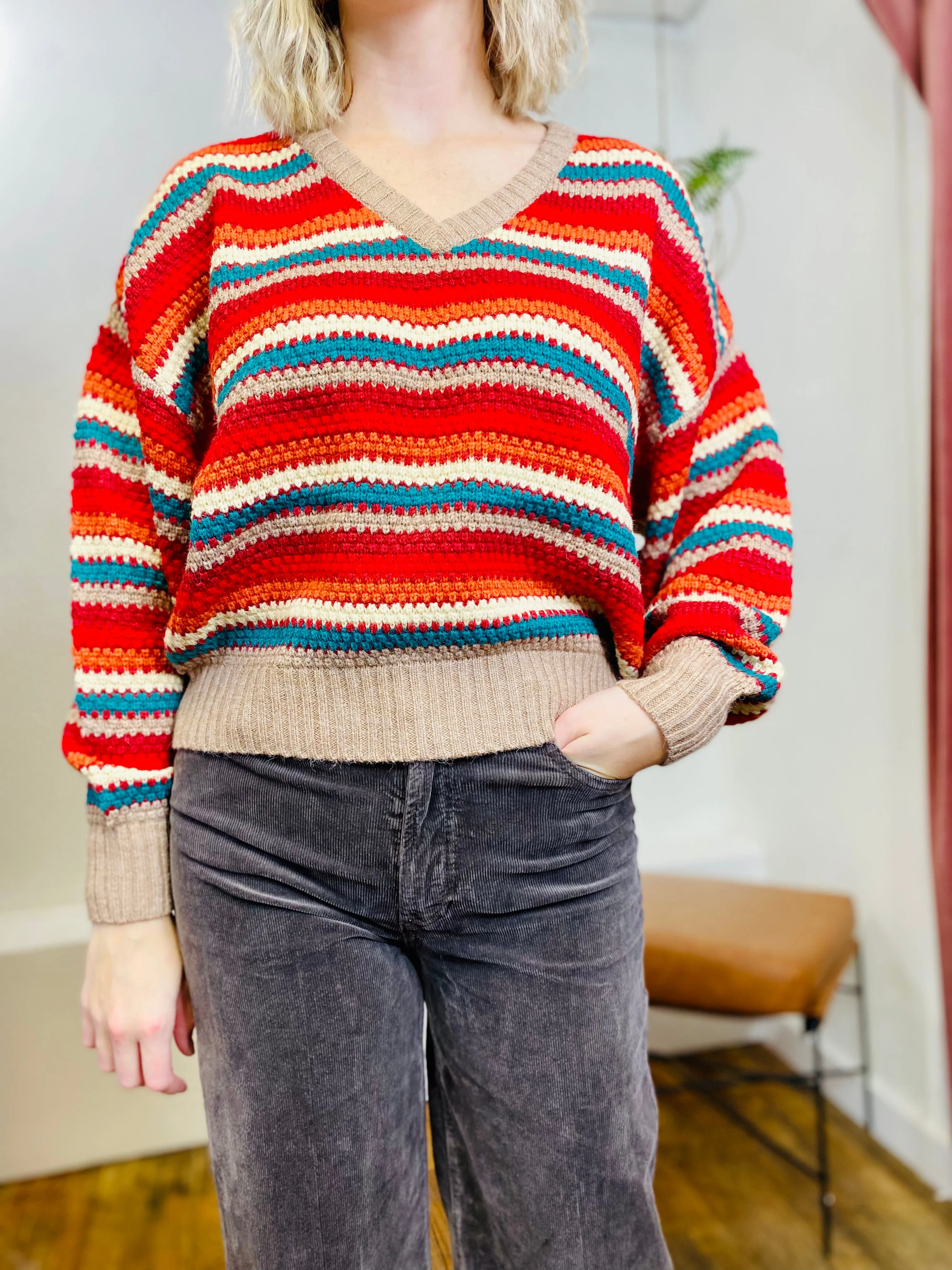 Patrice Striped Knit Sweater DEAR JOHN