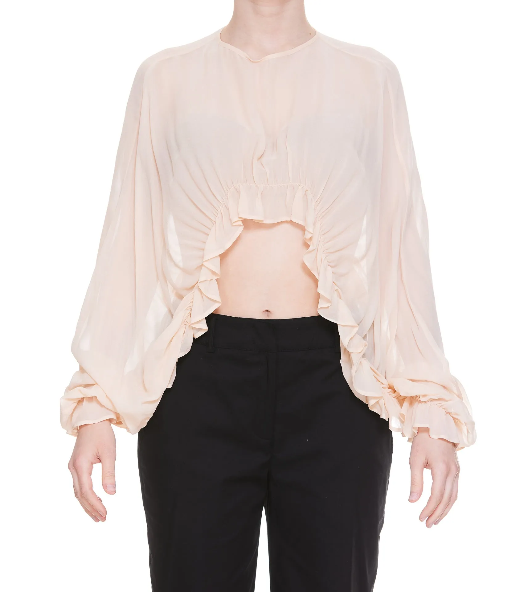 Pinko Ruffled High-Low Hem Georgette Blouse