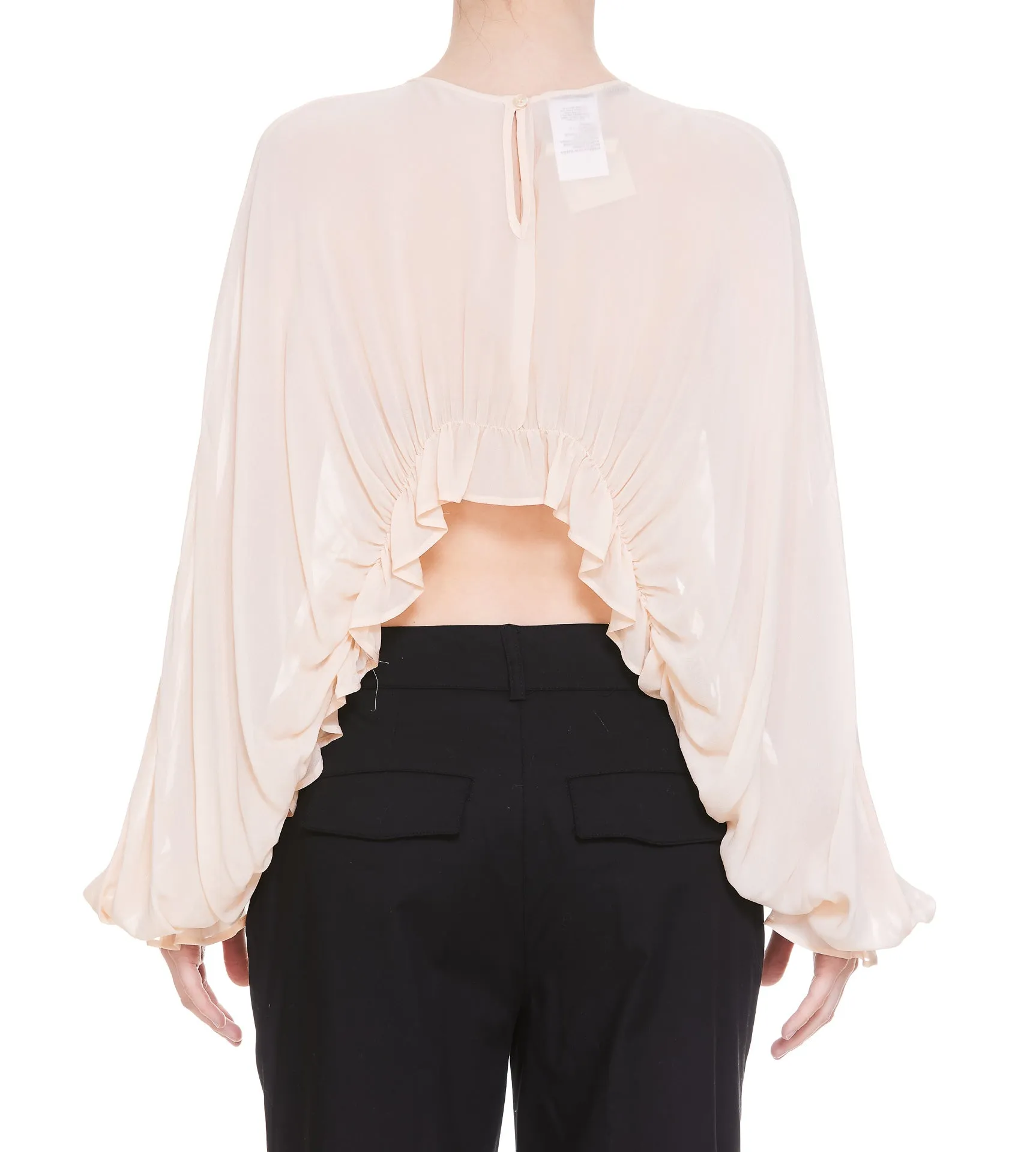 Pinko Ruffled High-Low Hem Georgette Blouse