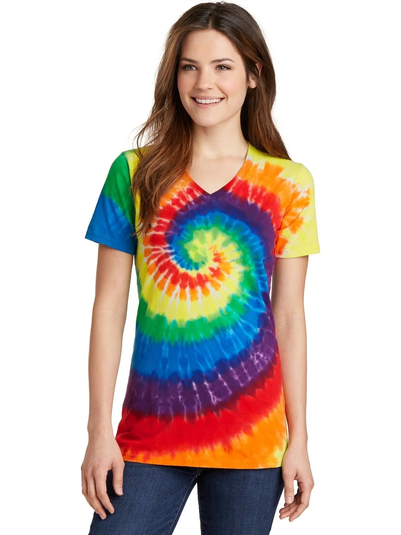 Port & Company Ladies Tie-Dye V-Neck Tee