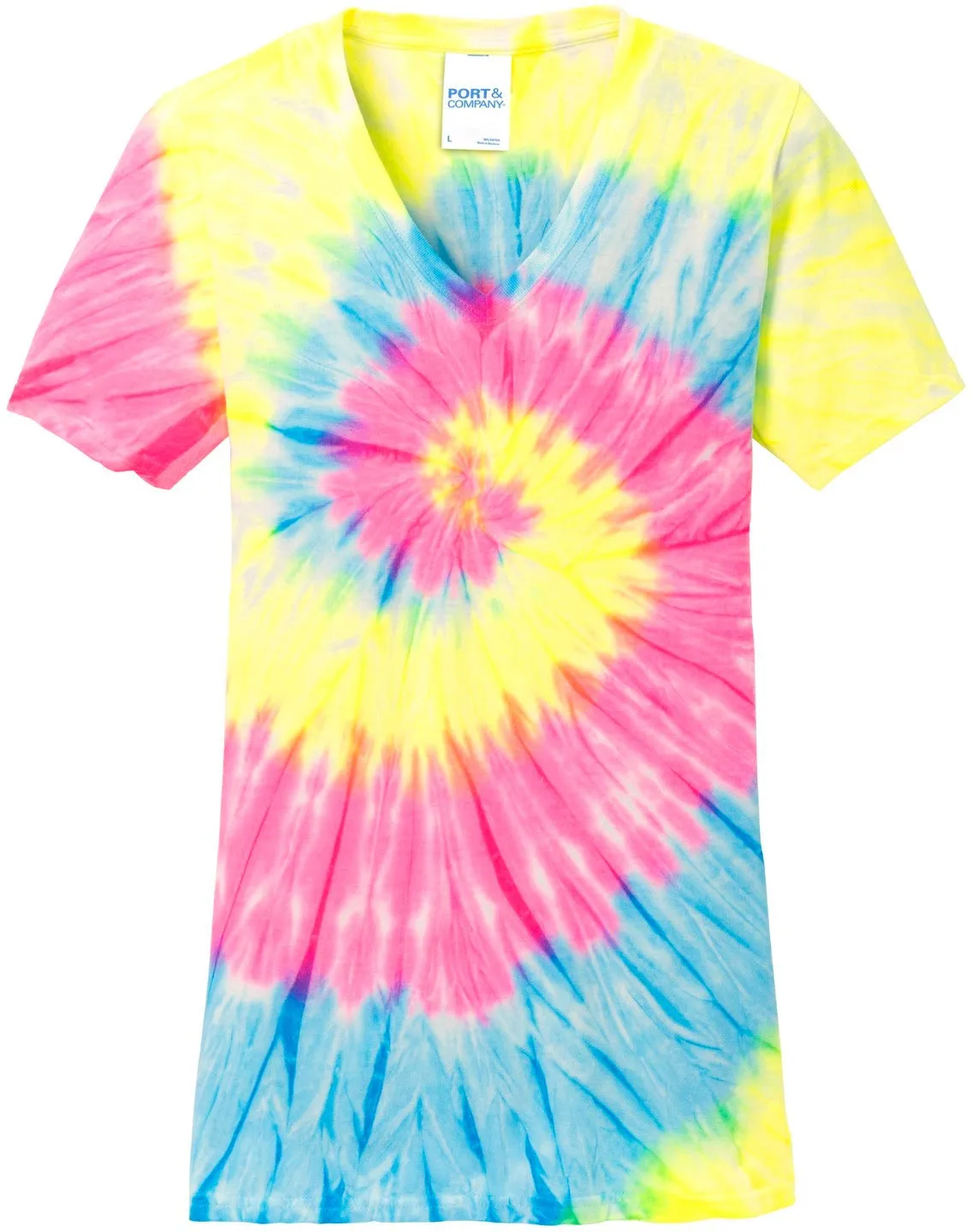 Port & Company Ladies Tie-Dye V-Neck Tee