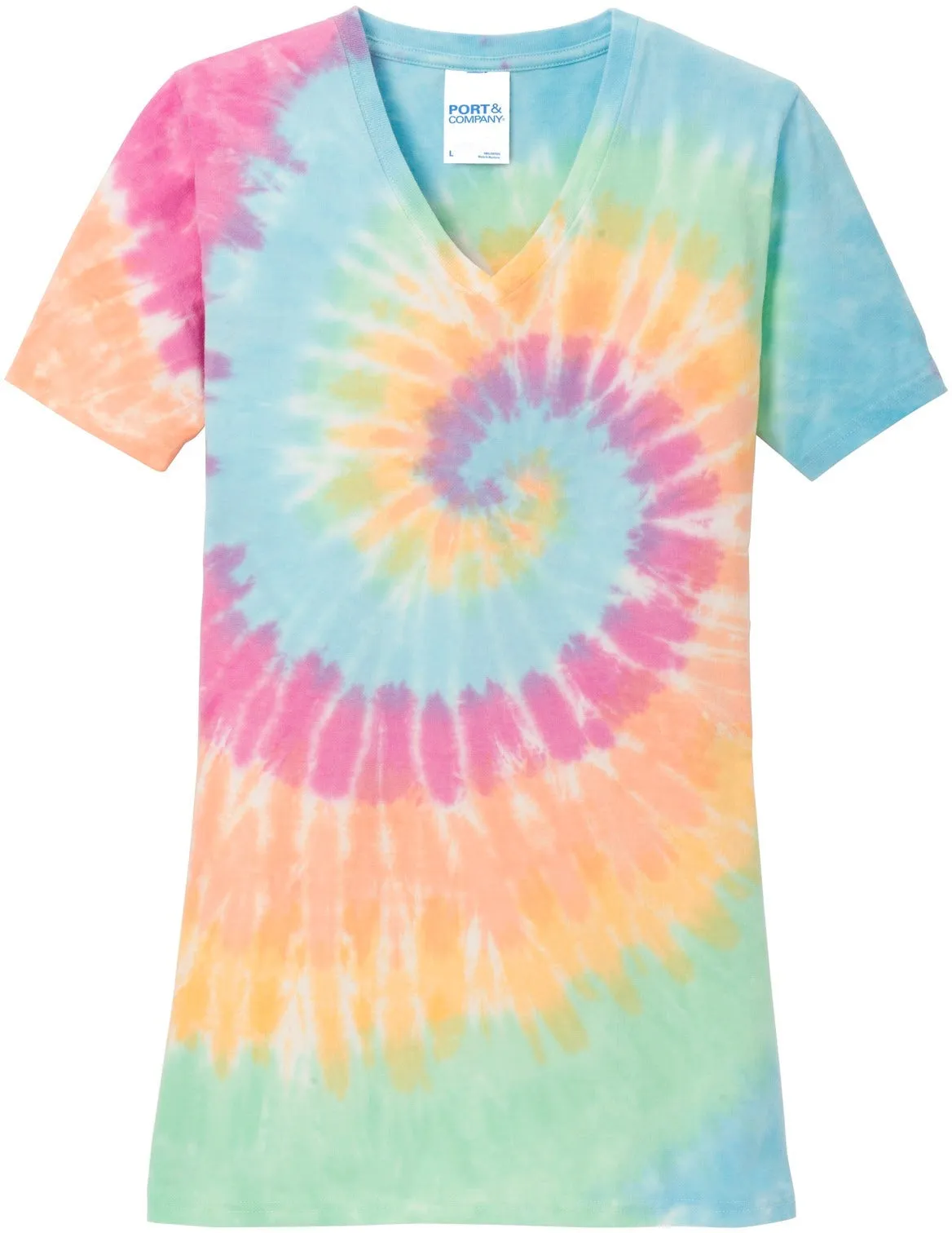 Port & Company Ladies Tie-Dye V-Neck Tee