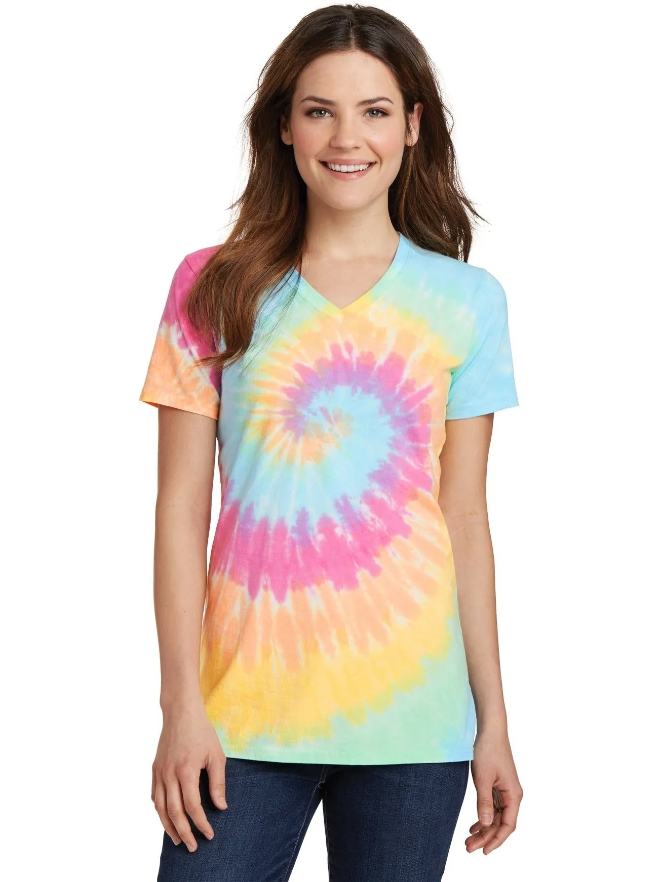 Port & Company Ladies Tie-Dye V-Neck Tee