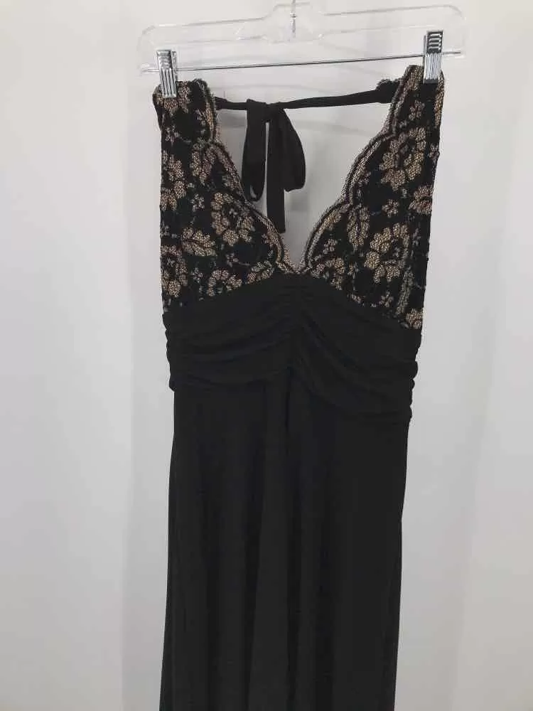 Pre-Owned Signature by Robbie Bee Black Size 12 Halter Maxi Sleeveless Dress