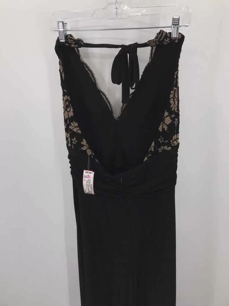 Pre-Owned Signature by Robbie Bee Black Size 12 Halter Maxi Sleeveless Dress