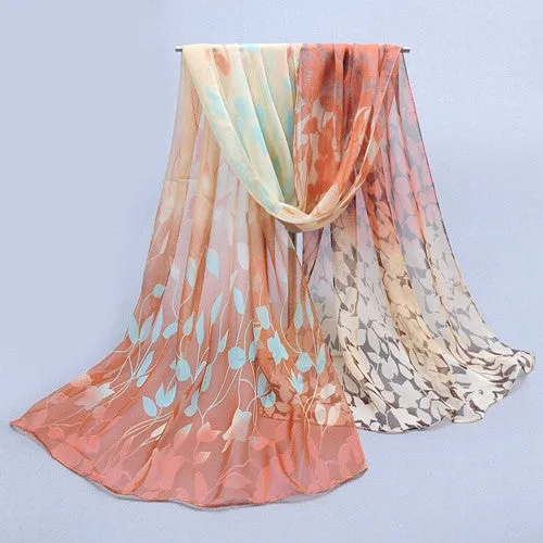 printed soft silk chiffon shawl wrap women shawl ponchos and capes xale capa impressa seda chiffon tippet silenciador