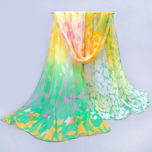 printed soft silk chiffon shawl wrap women shawl ponchos and capes xale capa impressa seda chiffon tippet silenciador