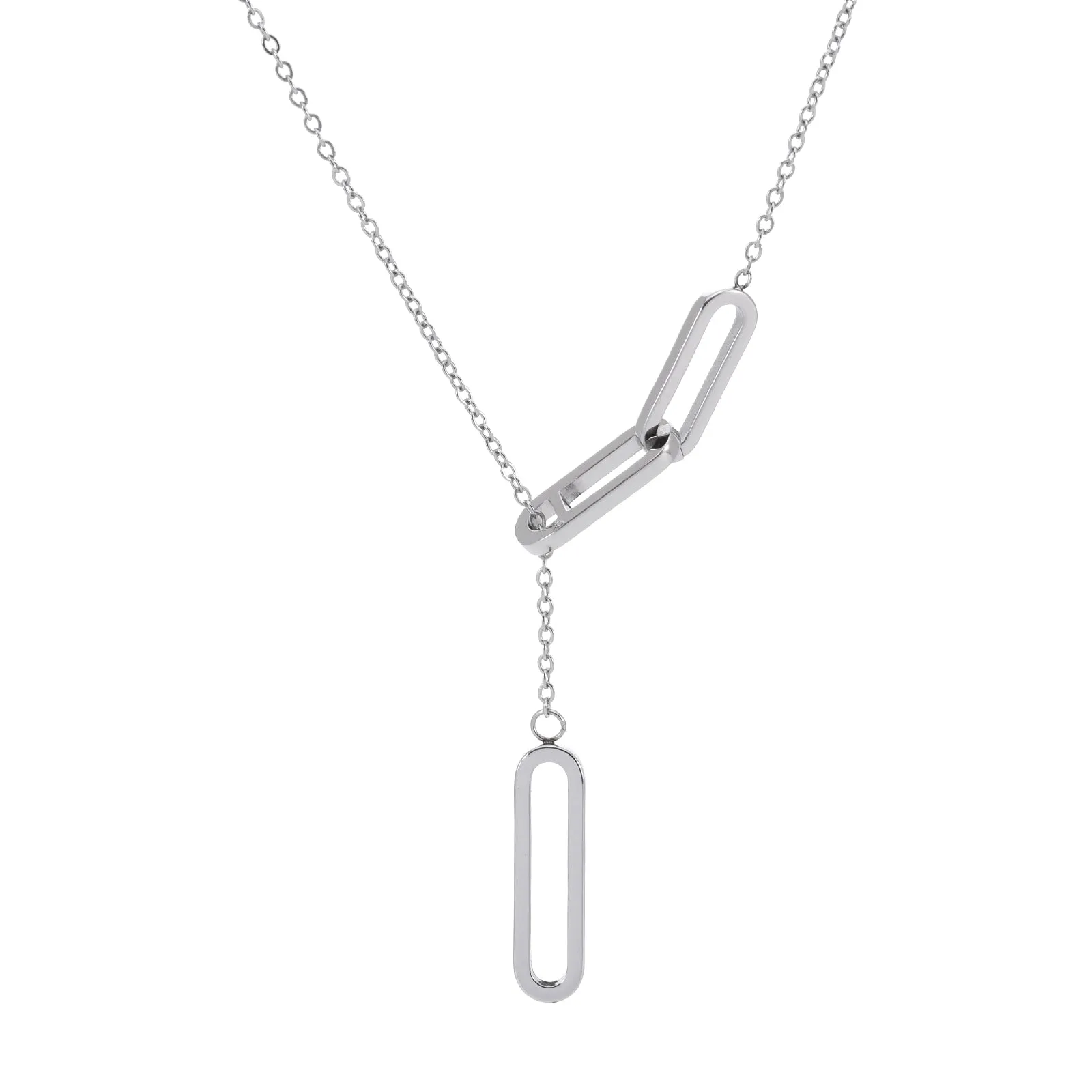 PT330W B.Tiff Stainless Steel Adjustable Thin Rolo Chain Necklace with Paperclip Links