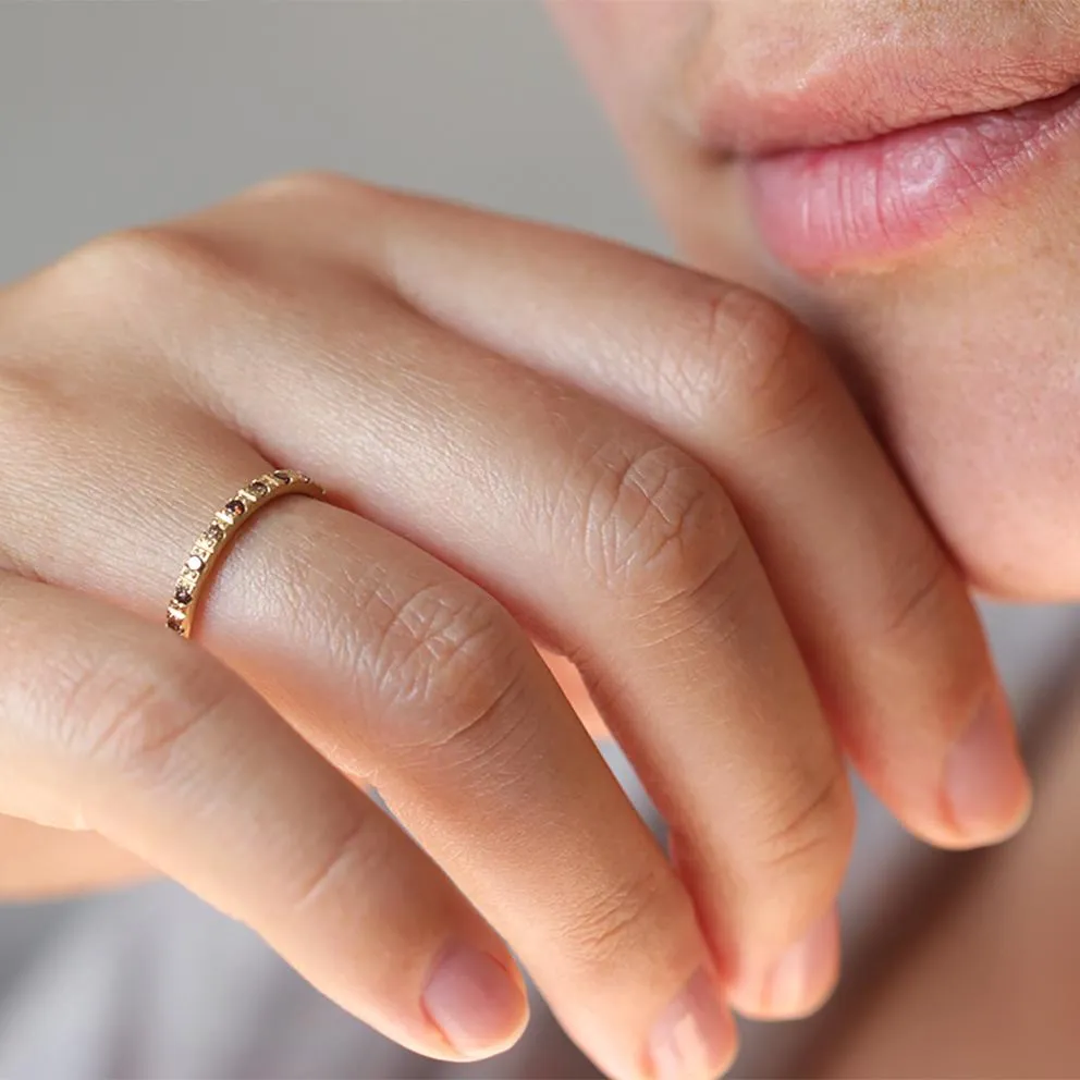 Ready to Ship - Thin Eternity Ring with Champagne Diamonds (size US 6.25)