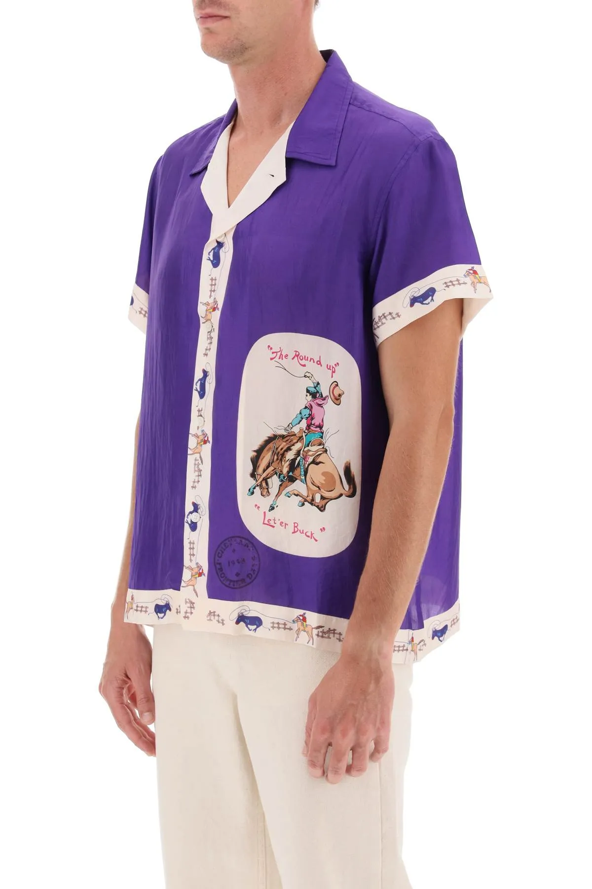 Round Up Bowling Shirt With Graphic Motif