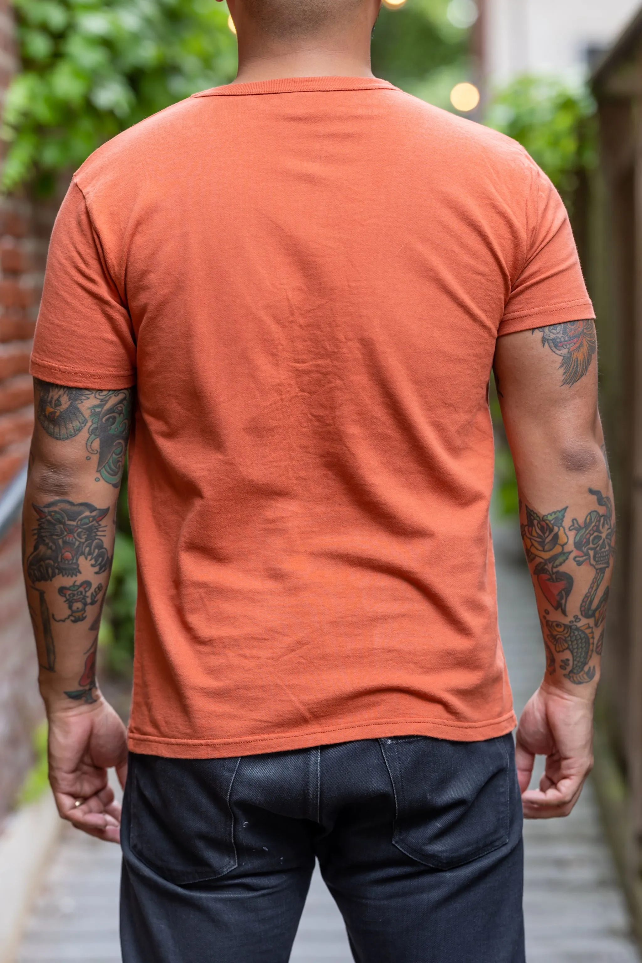 Samurai Ripened Cotton Loopwheel Inlay Solid Tee - Orange-Red