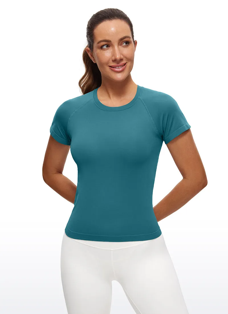 Seamless High Neck Short Sleeves Waist Length