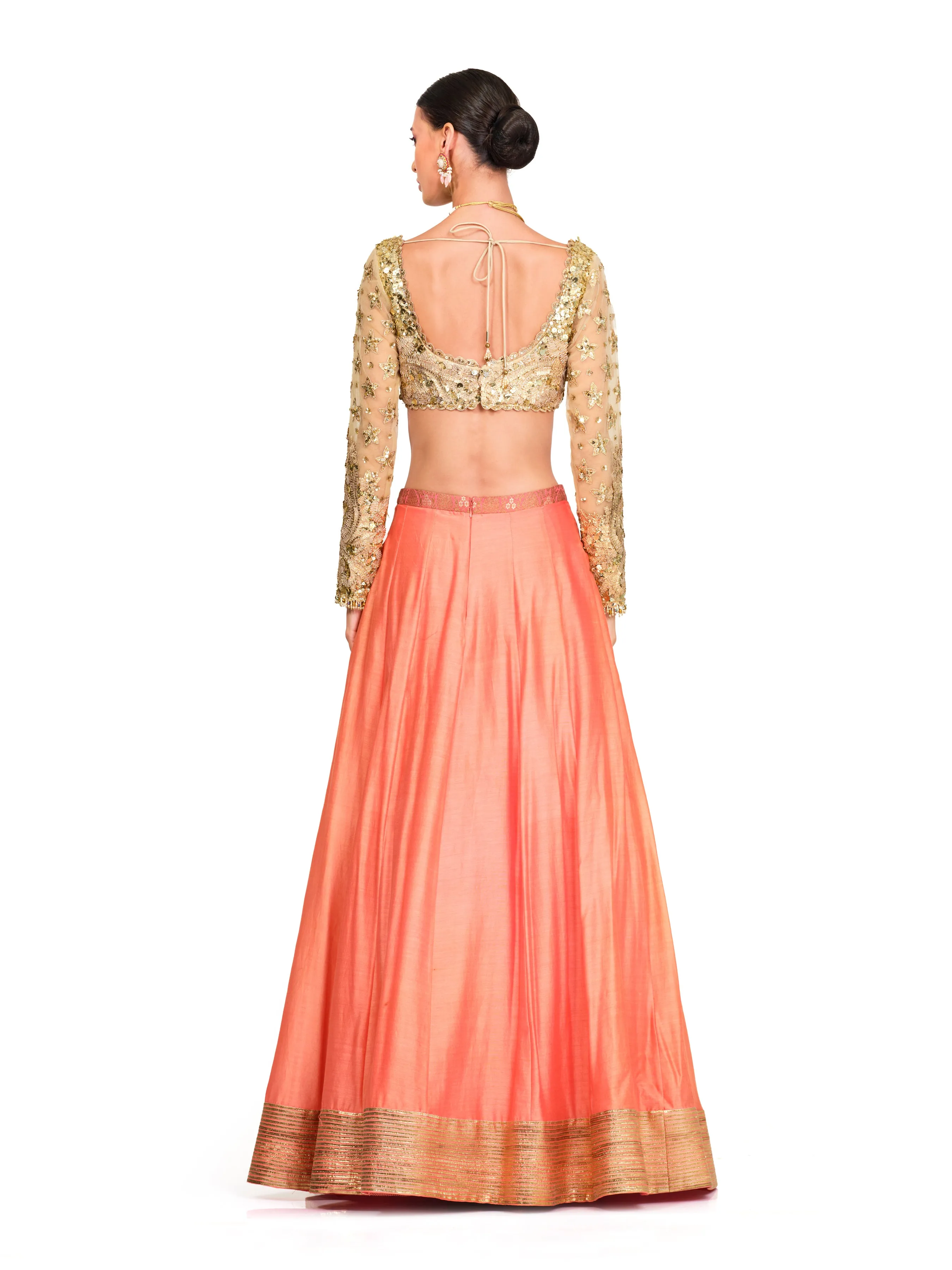 Silk Lehenga with Sequin Embroidered Blouse