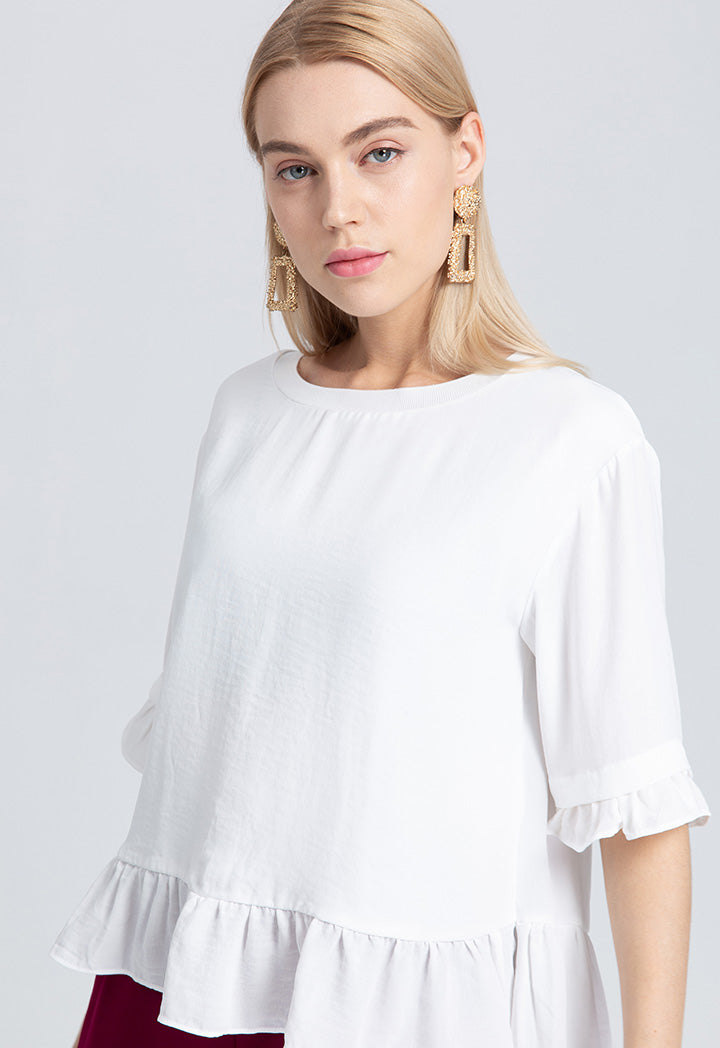 Single Color Uneven Hem Top