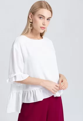 Single Color Uneven Hem Top