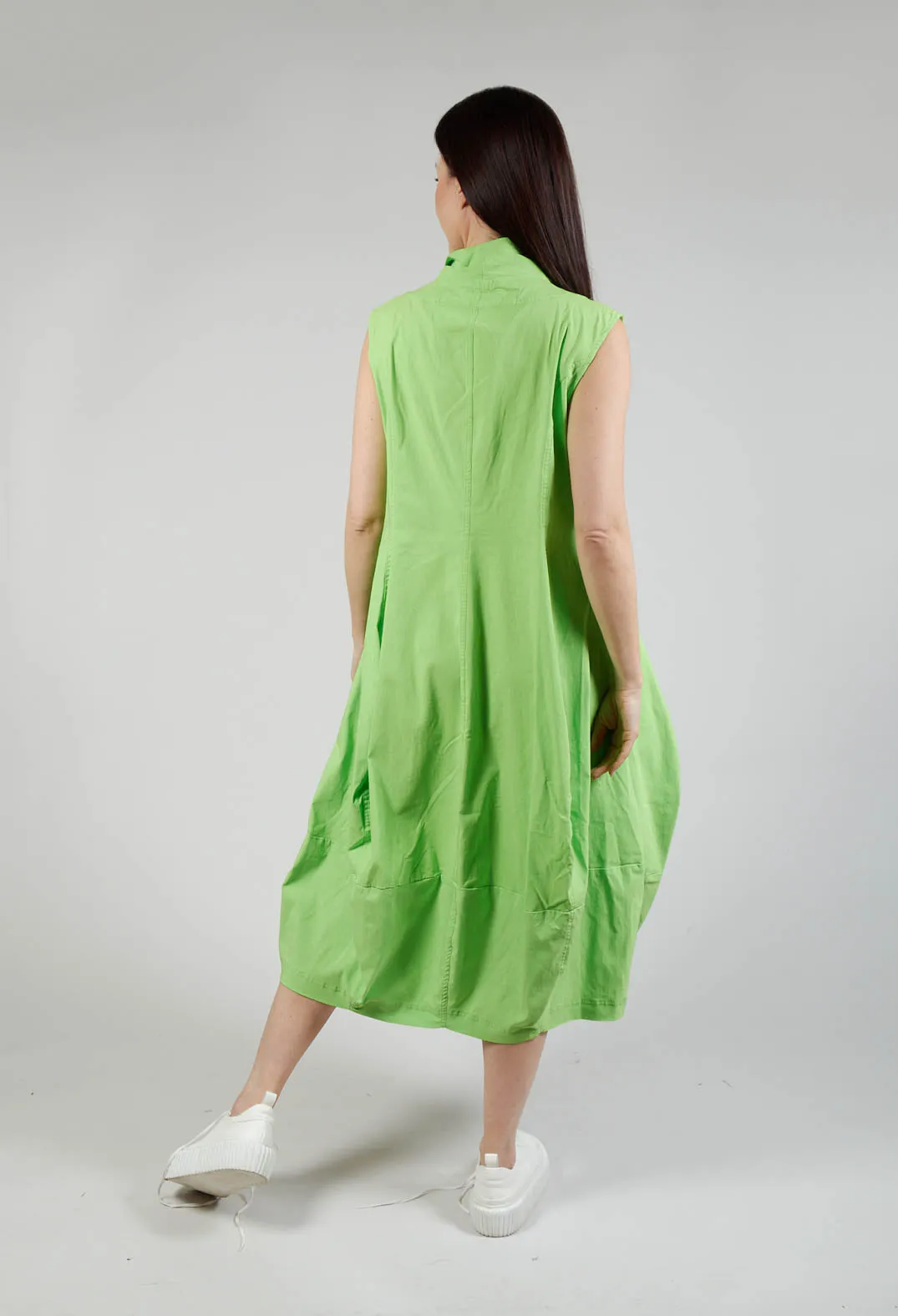 Sleeveless Dress with Feature Neckline in Lime