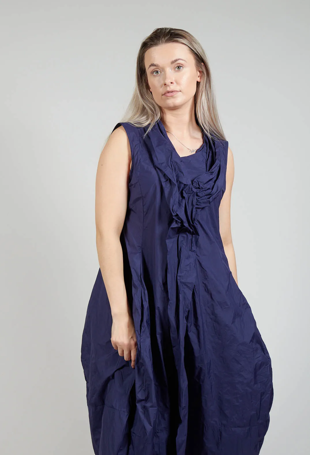 Sleeveless Dress with Neckline Detail in Azur