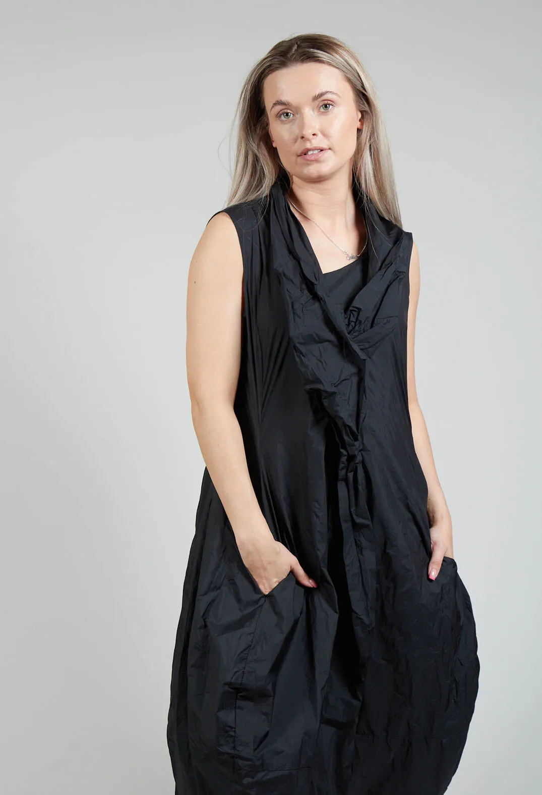 Sleeveless Dress with Neckline Detail in Black