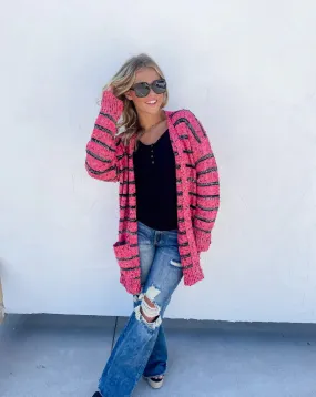 Stripe Miley Dot Cardigan-Pink