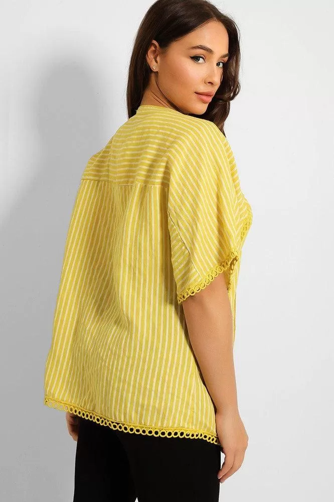 Stripy Crochet Hem Blouse