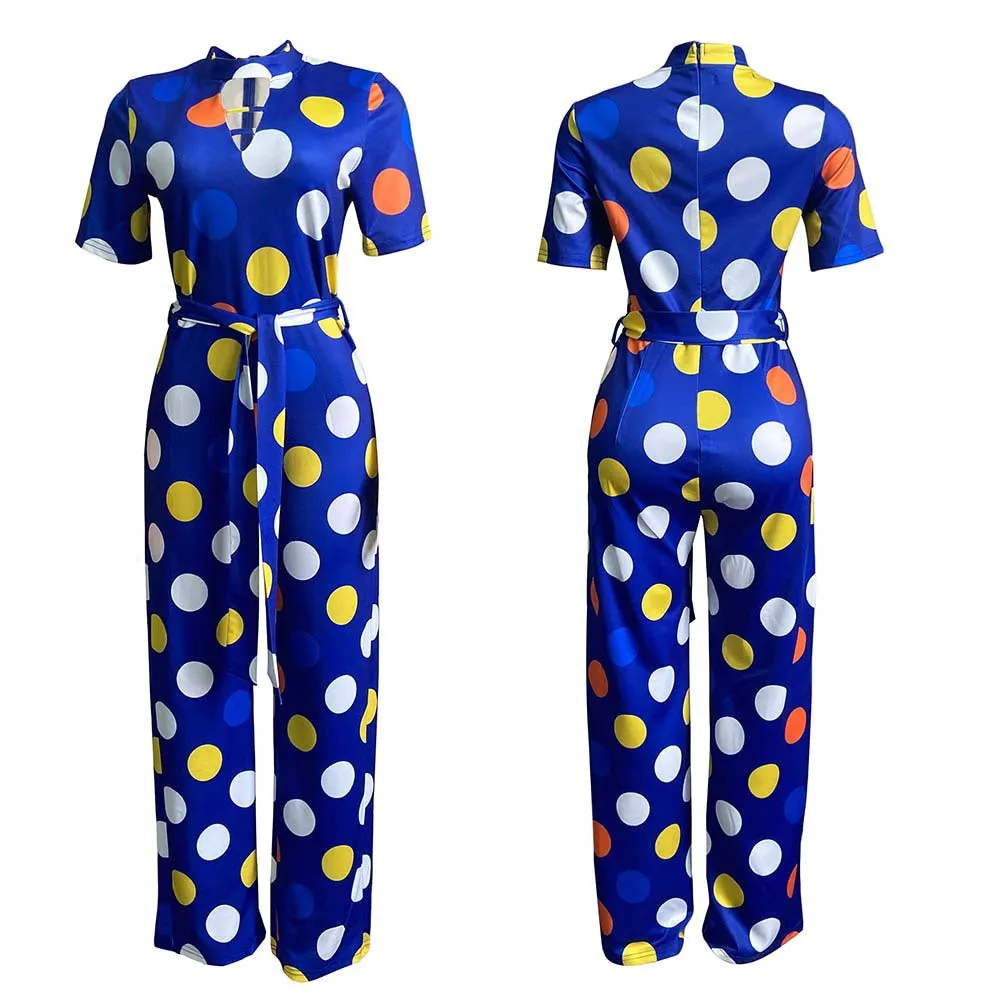 Summer Circus Polka Dots Pantsuit Jumpsuit with Sash