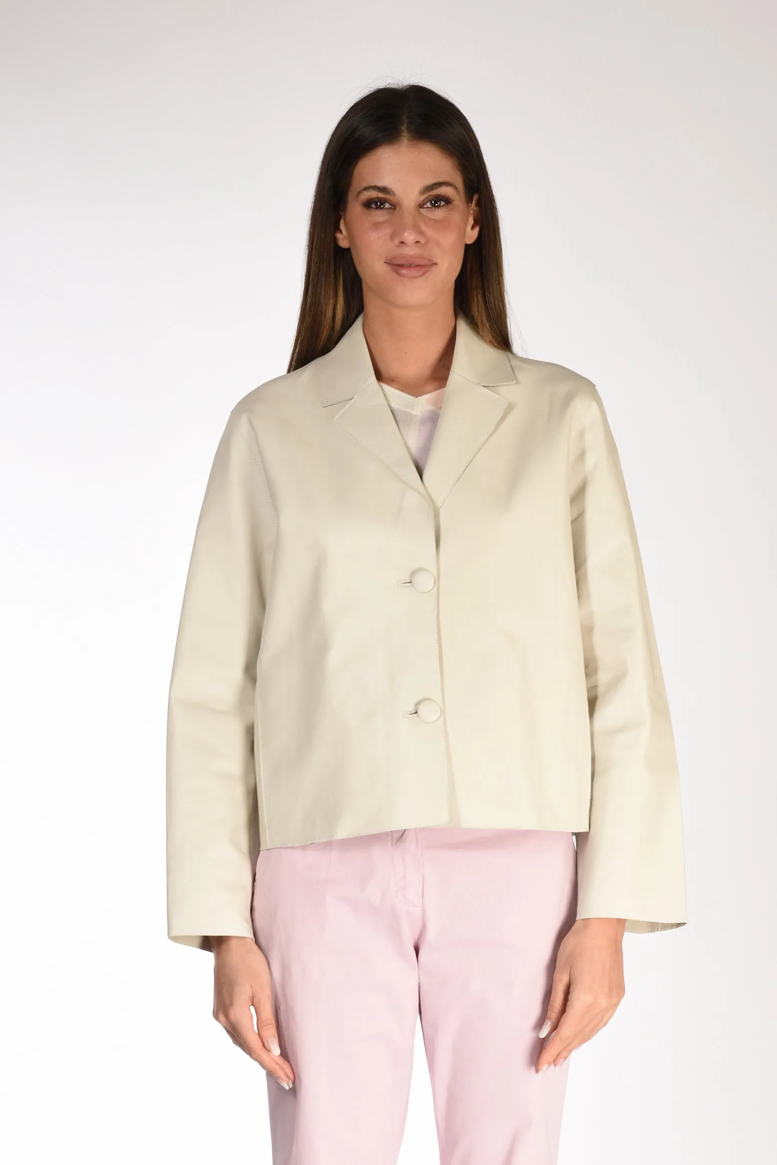 Sword Blazer Pelle Bianco Latte Donna