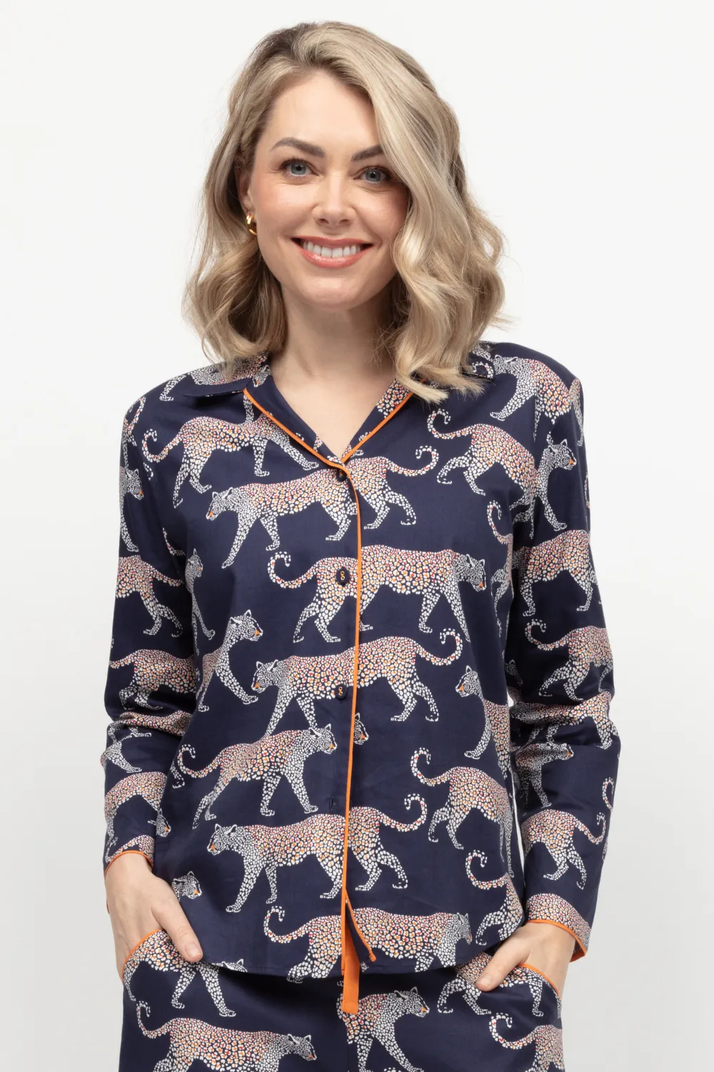 Taylor Leopard Print Long Sleeve Pyjama Top