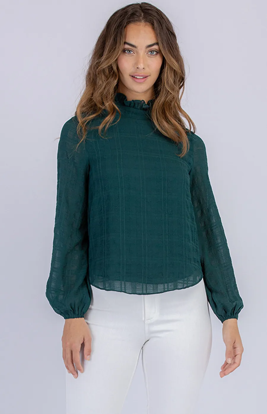 Textured Blouse with Round Hem (STO459B)