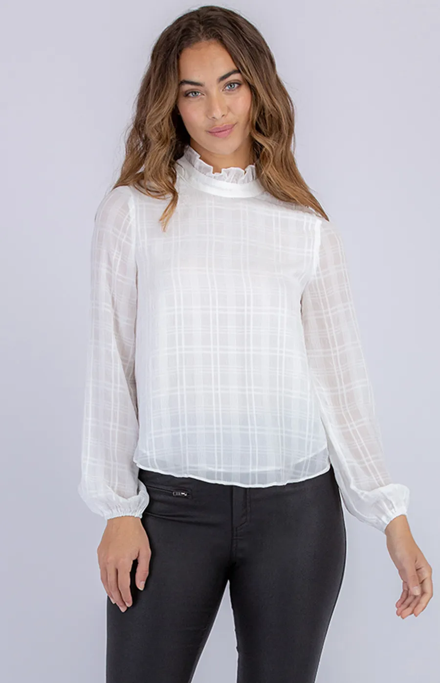 Textured Blouse with Round Hem (STO459B)