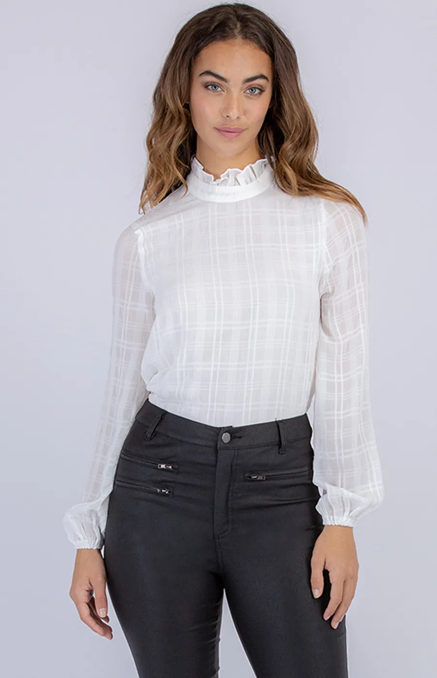 Textured Blouse with Round Hem (STO459B)