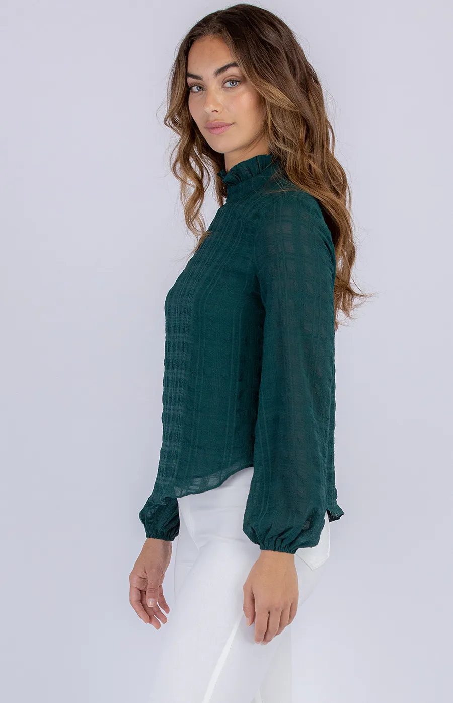 Textured Blouse with Round Hem (STO459B)