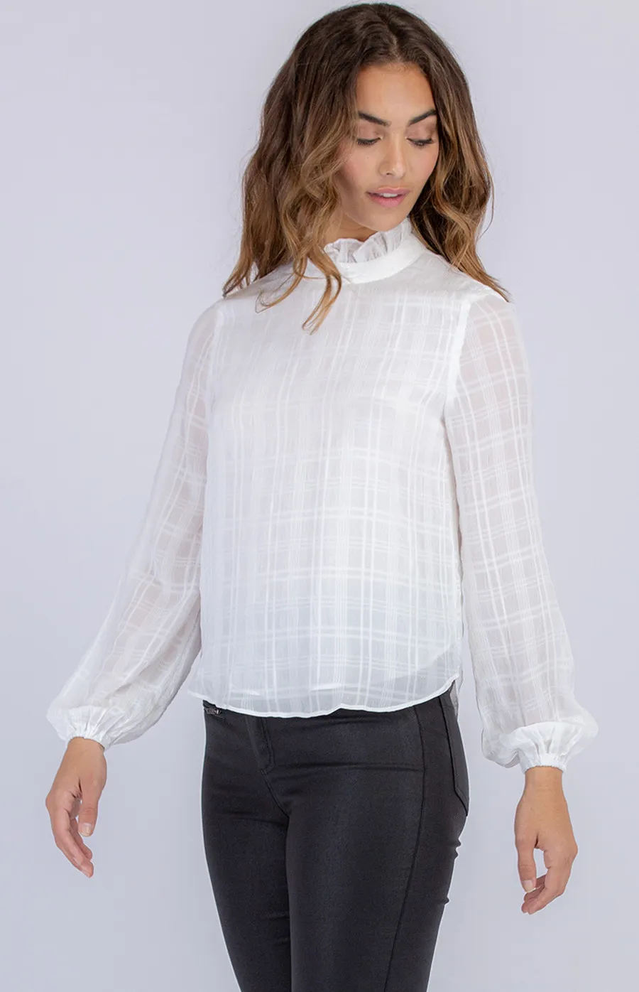 Textured Blouse with Round Hem (STO459B)